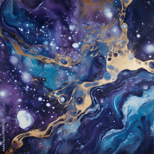 Blue, Purple And Black Marble Texture Digital Paper