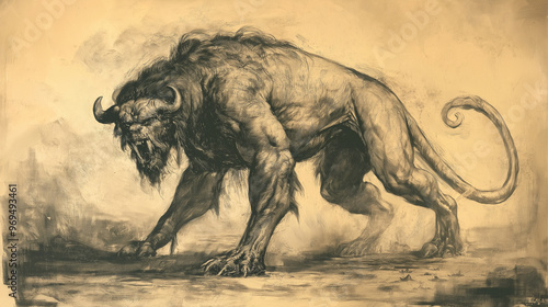  Behemoth beast from the biblical Book of Job, primeval chaos-monster
