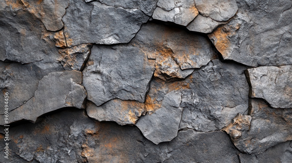 Close-up of a Cracked Rock Face with Hints of Orange Close-up of a Cracked Rock Face with Hints of Orange
