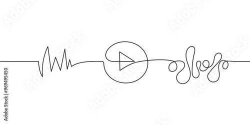 Continuous one line drawing of start button, illustration of start button eps 10