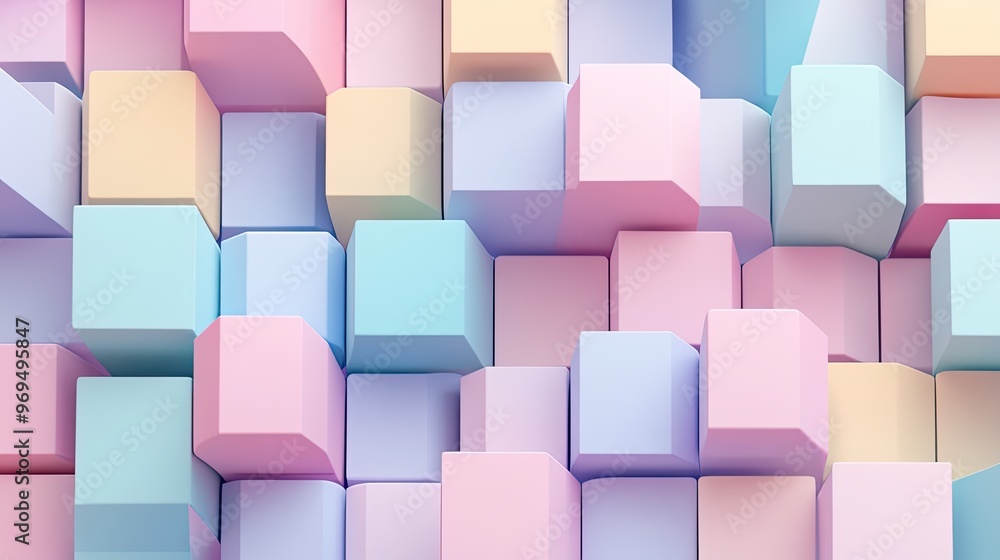 A seamless background of pastel-colored geometric cubes, offering a modern and trendy look. A seamless background of pastel-colored geometric cubes, offering a modern and trendy look.