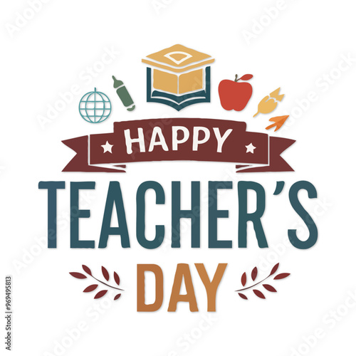 Happy Teacher's Day With Element Vector Illustration Poster Design 