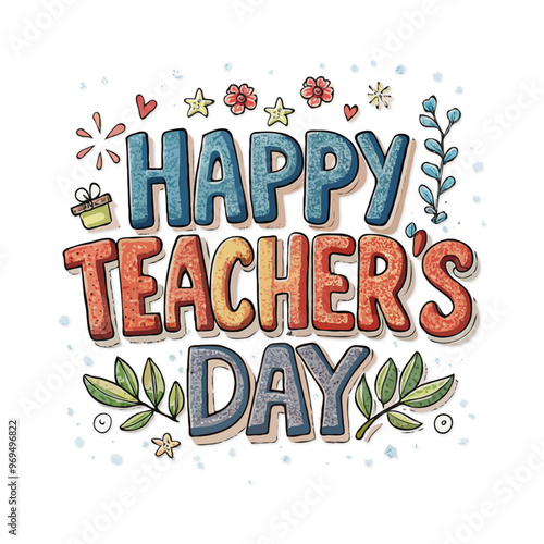 Happy Teacher's Day With Element Vector Illustration Poster Design 