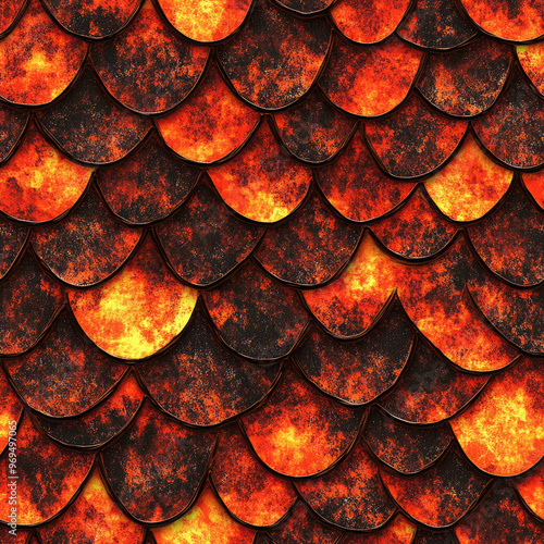 Wallpaper Mural Pattern of Dragon Scales and Flames Fantasy Style for a Fiery and Enchanted Design Torontodigital.ca