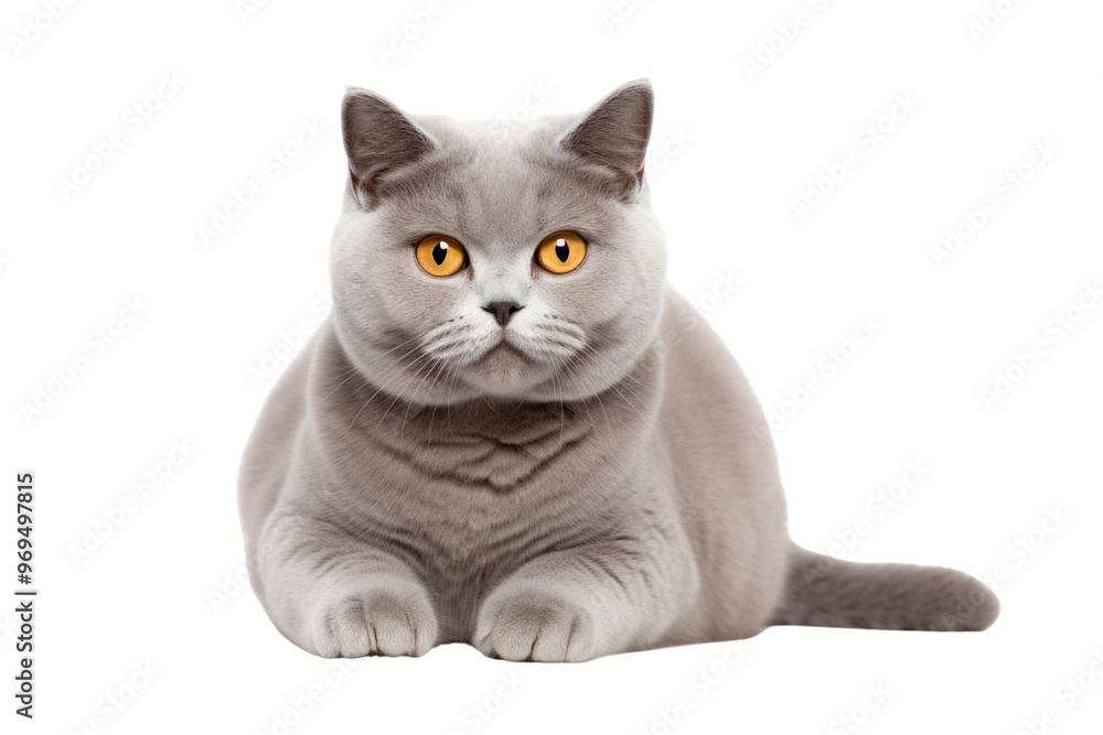 British Shorthair cat breed on a white background displaying a dignified, playful, or affectionate demeanor British Shorthair cat breed on a white background displaying a dignified, playful, or affectionate demeanor