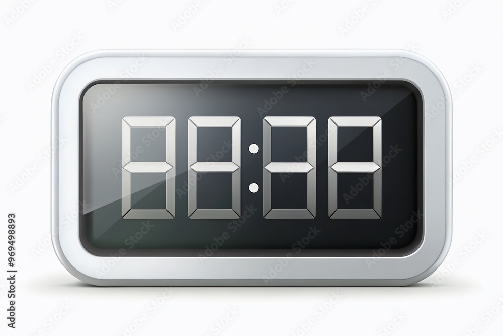 Stylized digital clock icon with sleek, modern design, featuring bold hour and minute hands, set against a clean Stylized digital clock icon with sleek, modern design, featuring bold hour and minute hands, set against a clean