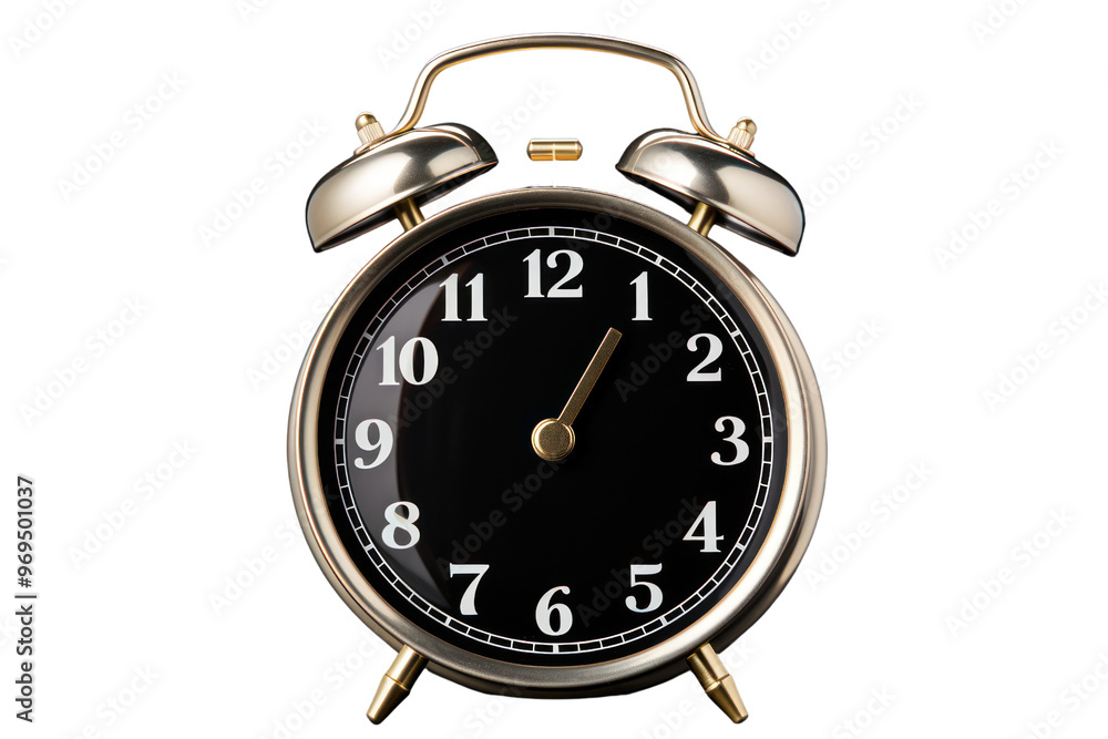 Black alarm clock with fast turning hands. on a white background show haste Black alarm clock with fast turning hands. on a white background show haste