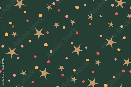 Photography christmas, New Year's Eve, party golden seamless pattern with stars and dots- ve