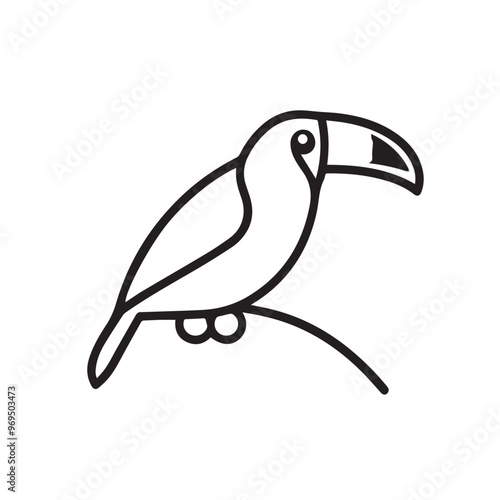Toucan in cartoon, doodle style . Image for t-shirt, web, mobile apps and ui. Isolated 2d vector illustration in logo, icon, sketch style, Eps 10, black and white. AI Generative