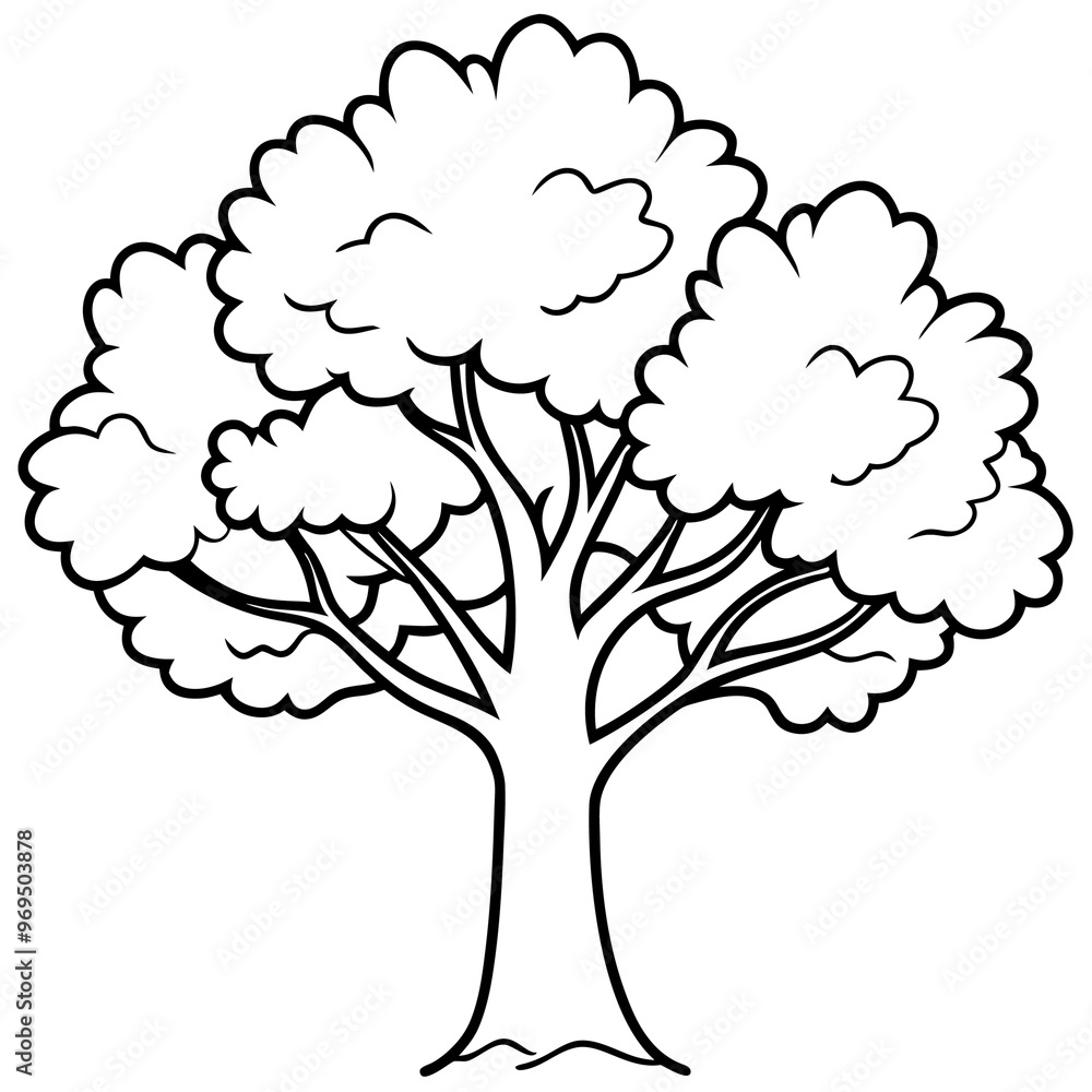 oak tree outline coloring book page line art drawing oak tree outline coloring book page line art drawing