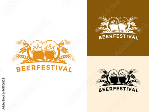 Beer Time logo vector, Bavaria brewery festival.oktoberfest logo Vector illustration