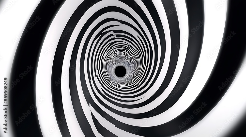 Naklejka premium Abstract Black and White Swirling Tunnel