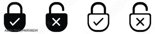 Lock icon set. Padlock open and closed. Locked and unlocked icon. Security symbol. Vector illustration.