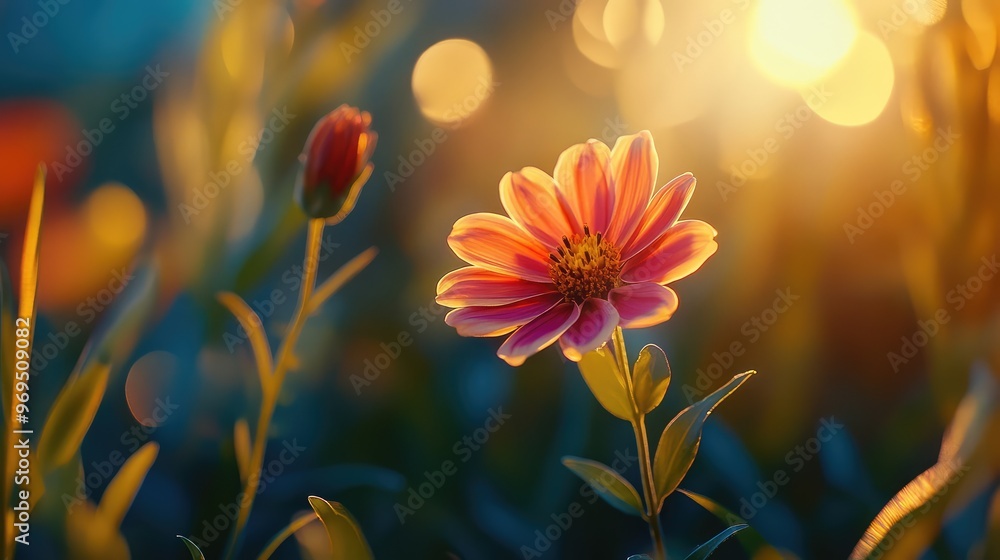 A close-up of a vibrant flower in a meadow, illuminated by the morning sun, with natural light enhancing the rich colors and textures. A close-up of a vibrant flower in a meadow, illuminated by the morning sun, with natural light enhancing the rich colors and textures.