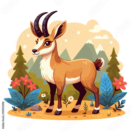 Cute Chamois Vector Cartoon illustration