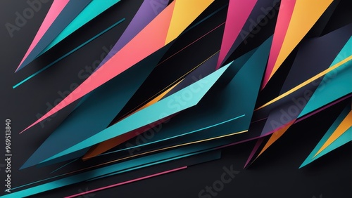 Wallpaper Mural Abstract design featuring vibrant, angular shapes in a dynamic composition. Torontodigital.ca