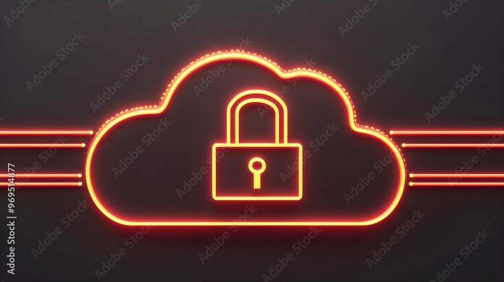 Cloud Security Concept Neon Sign, Cyber Safety, Data Protection Cloud Security Concept Neon Sign, Cyber Safety, Data Protection