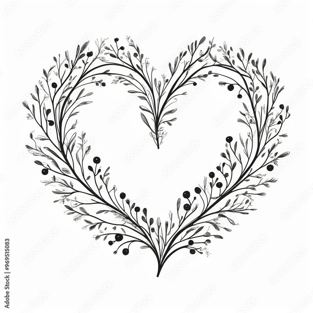 Obraz premium Heart Shaped Floral Design with Berries