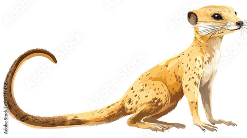 A Small Carnivorous Mammal with a Long Body isolated on white background