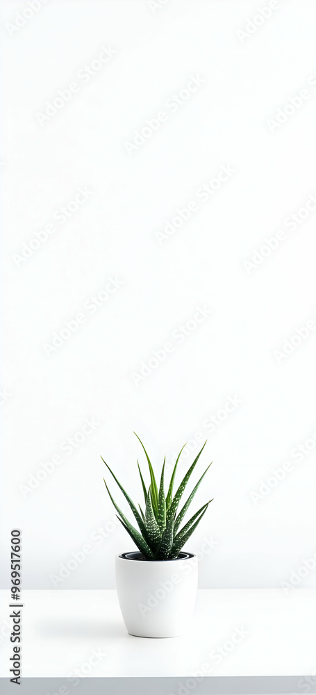 Obraz premium A Minimalist White Desk with a Single Plant