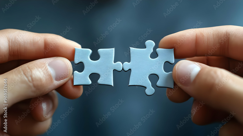 Two puzzle pieces held together, symbolizing connection and problem-solving. Two puzzle pieces held together, symbolizing connection and problem-solving.