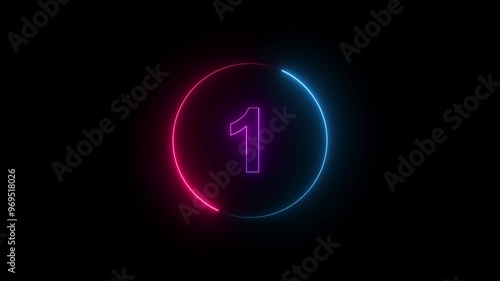 Countdown timer animation from 5 to 0 seconds on transparent background with alpha channel. Countdown video, 4k.