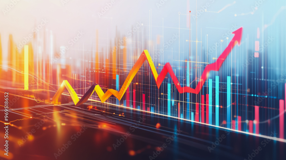 Fototapeta premium charts and graphs with statistics to innovative analyze business potential and forecast future development of companies growth.
