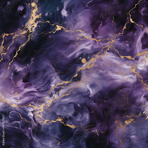 Golden, Purple And Black Marble Texture Digital Paper