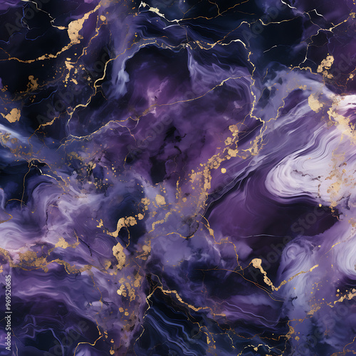 Golden, Purple And Black Marble Texture Digital Paper