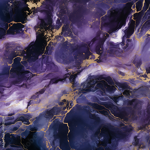 Golden, Purple And Black Marble Texture Digital Paper
