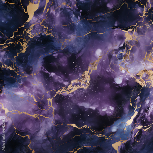 Golden, Purple And Black Marble Texture Digital Paper