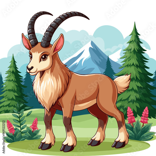 Cute Chamois Vector Cartoon illustration