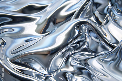 Liquid Silver Serenity: A mesmerizing abstract of molten silver, its surface rippling with ethereal reflections. 