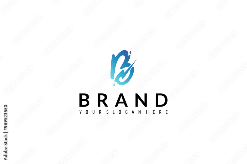 B letter logo with splash combination in blue gradient vector design B letter logo with splash combination in blue gradient vector design