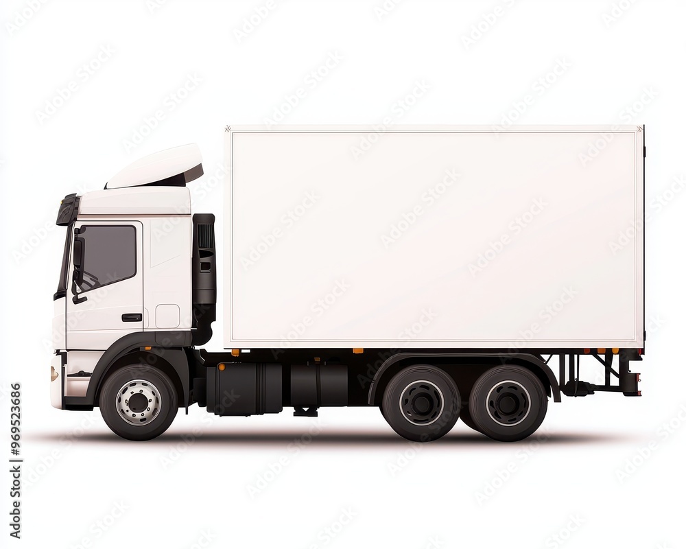 A white delivery truck with a cargo box, perfect for logistics, transport, and moving goods on the road efficiently. A white delivery truck with a cargo box, perfect for logistics, transport, and moving goods on the road efficiently.
