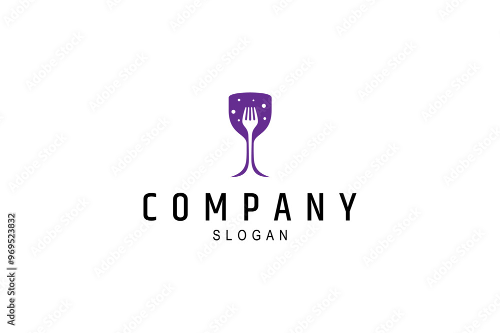 bar glass logo with fork combination in flat vector design bar glass logo with fork combination in flat vector design