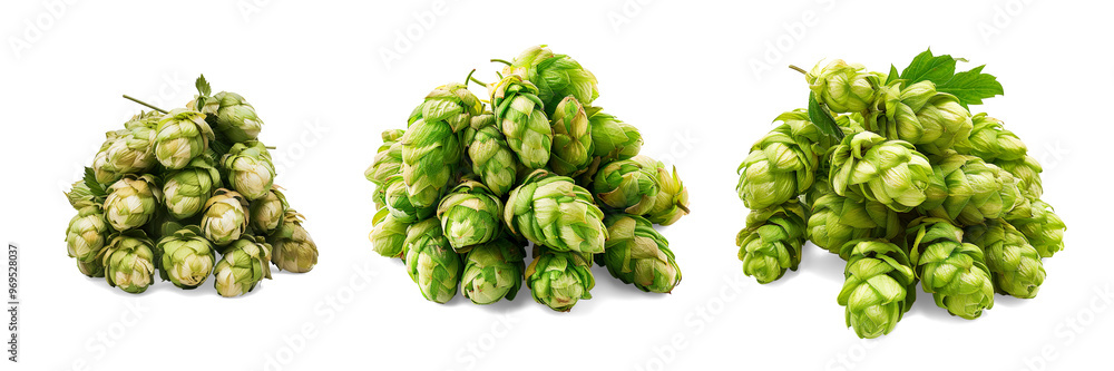 Fresh Green Hop Cones with Leaves on a transparent background Fresh Green Hop Cones with Leaves on a transparent background