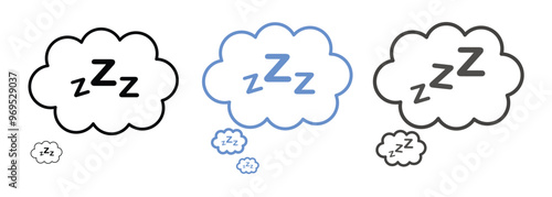 sleeping zzz icon. Sleep comic bubble zzz icon of goodnight deep sleep, bored or tired. zzz talk bubble icon vector illustration.