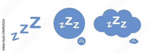 sleeping zzz icon. Sleep comic bubble zzz icon of goodnight deep sleep, bored or tired. zzz talk bubble icon vector illustration.