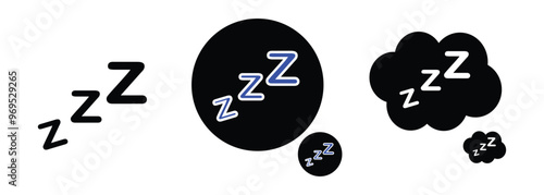 sleeping zzz icon. Sleep comic bubble zzz icon of goodnight deep sleep, bored or tired. zzz talk bubble icon vector illustration.