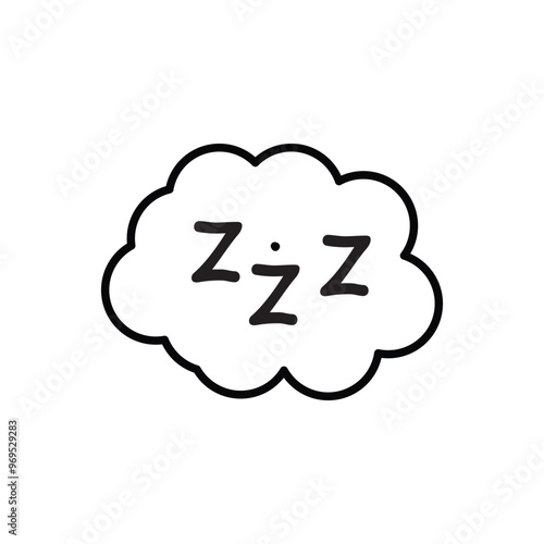 sleeping zzz icon. Sleep comic bubble zzz icon of goodnight deep sleep, bored or tired. zzz talk bubble icon vector illustration.