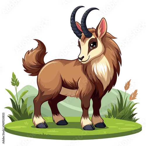 Cute Chamois Vector Cartoon illustration