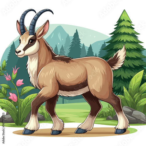 Cute Chamois Vector Cartoon illustration