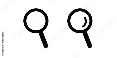 Magnifying glass icon in Black line art vector logo.