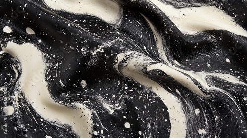 Black and white abstract patterns on fabric in natural light