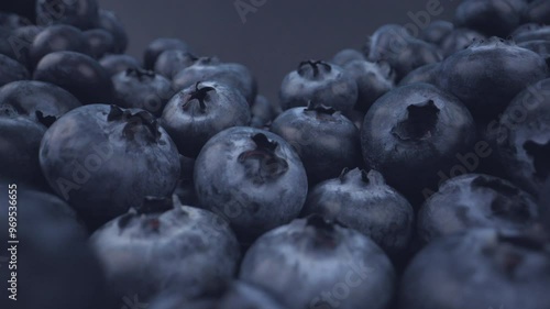 Close-up of blueberries - dark background