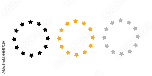 black stars circle set on white background Vector image. Suitable for any design.