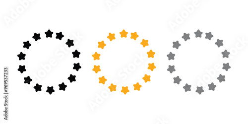 black stars circle set on white background Vector image. Suitable for any design.