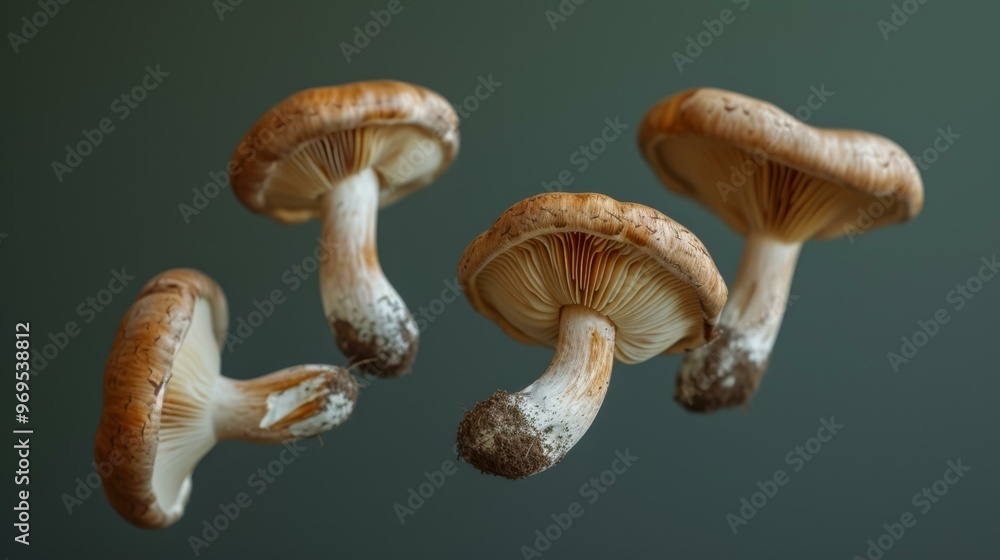 Close-up of Brown Mushrooms with Delicate Gills Close-up of Brown Mushrooms with Delicate Gills