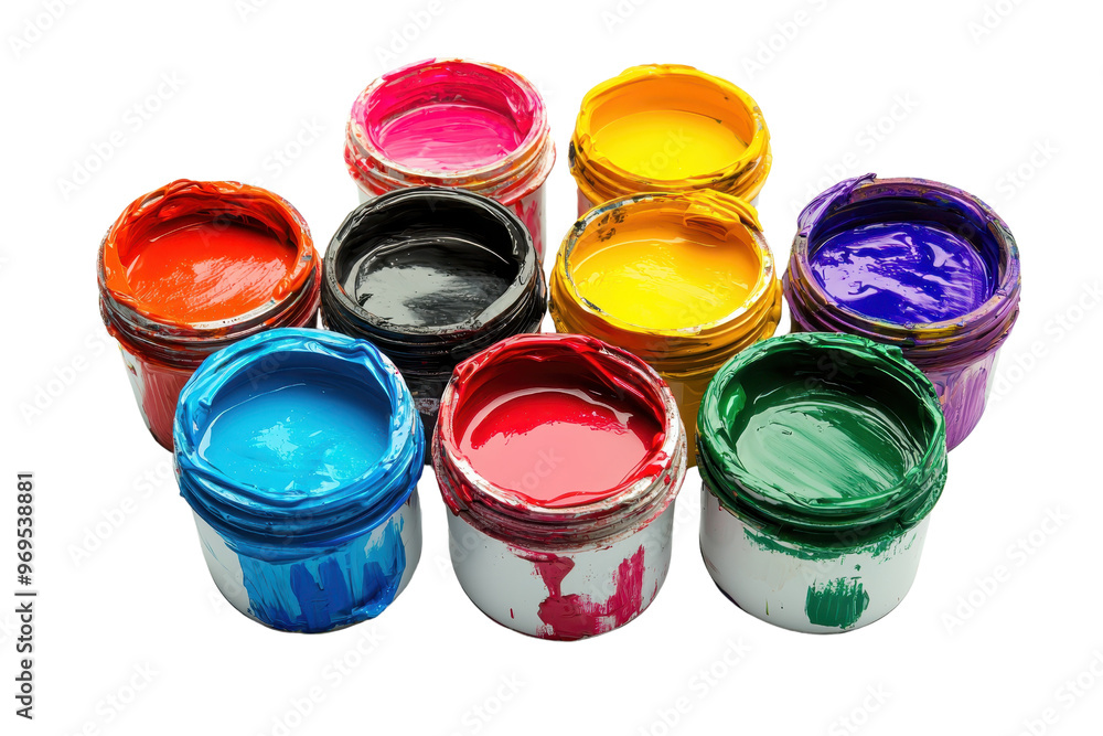 A vibrant collection of colorful paint jars in a variety of shades, perfect for arts, crafts, and creative projects. A vibrant collection of colorful paint jars in a variety of shades, perfect for arts, crafts, and creative projects.